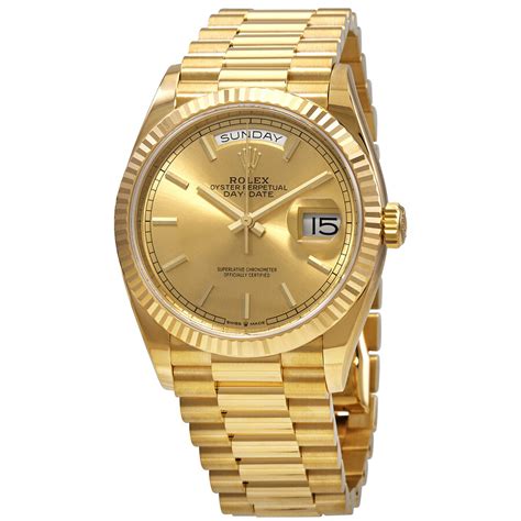 rolex day date 36 yellow gold champagne dial